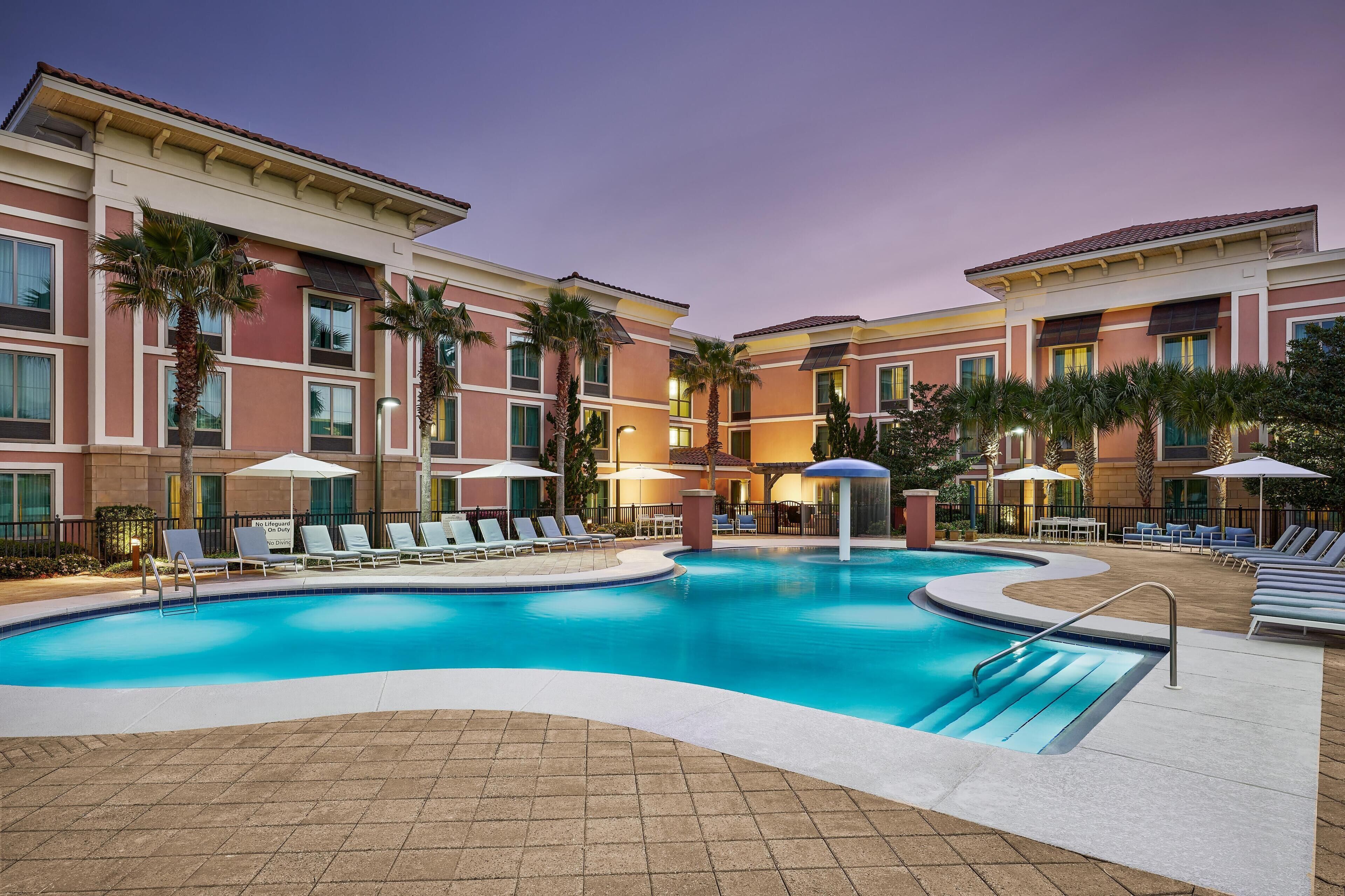 Outdoor pool, pool loungers