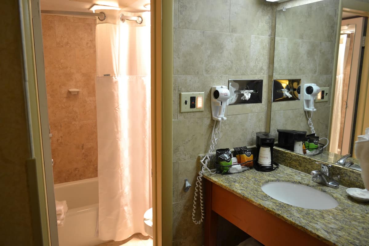 Free toiletries, hair dryer, towels, soap