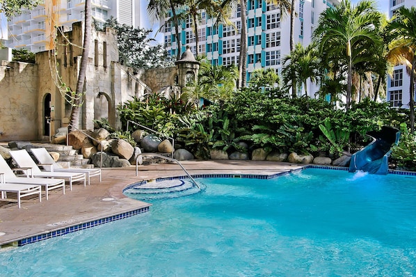 2 outdoor pools, pool umbrellas, sun loungers