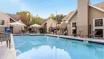 Outdoor pool, sun loungers