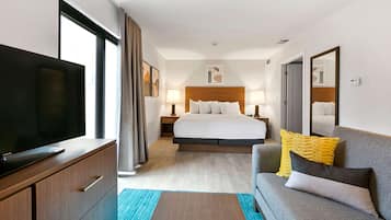 Down comforters, desk, iron/ironing board, free WiFi
