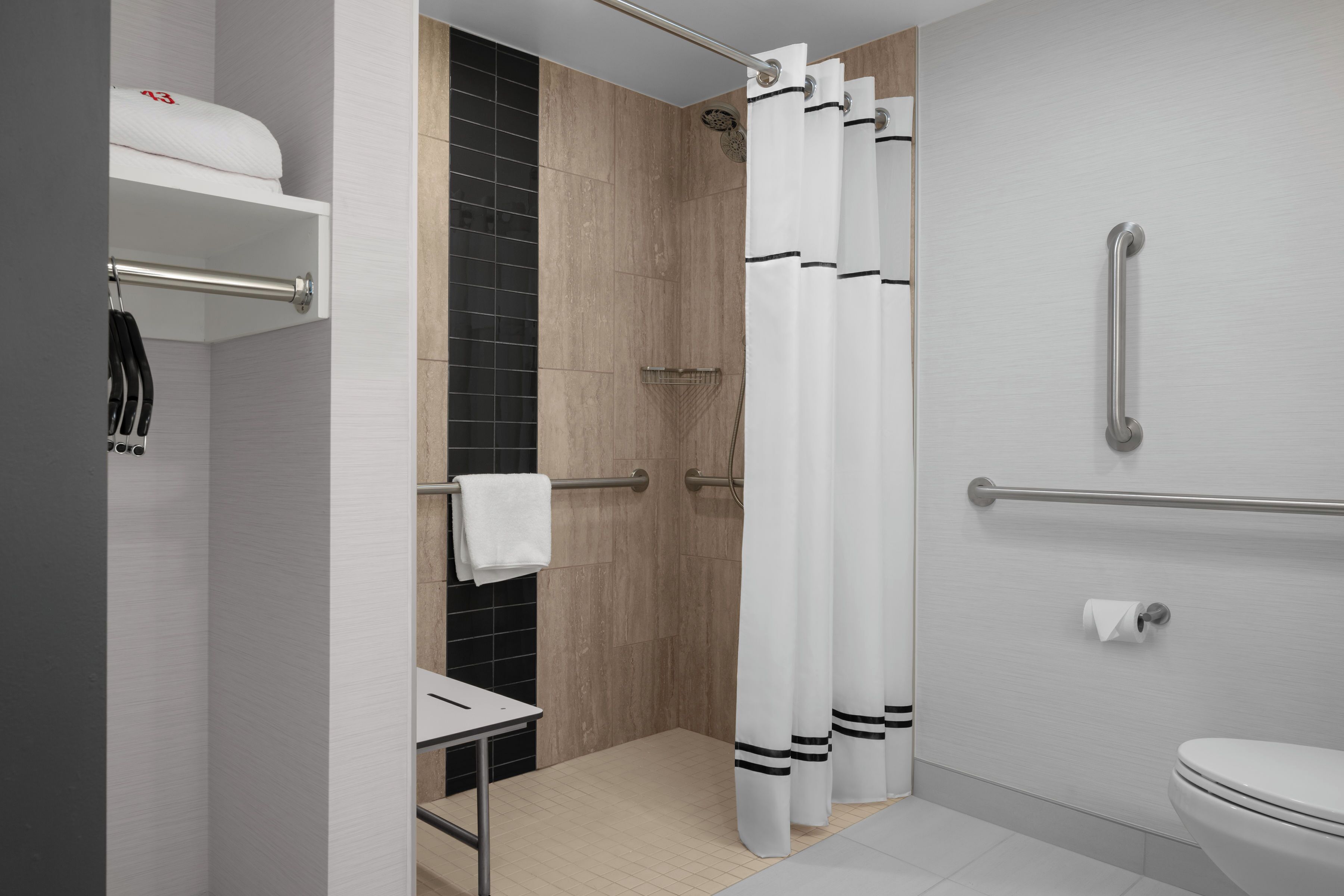 shower, designer toiletries, hair dryer, bathrobes