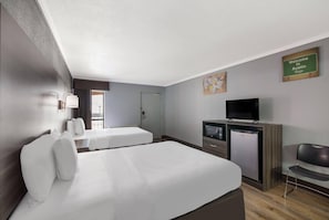 Standard Room, 2 Queen Beds, Non Smoking | Desk, blackout drapes, iron/ironing board, free cribs/infant beds