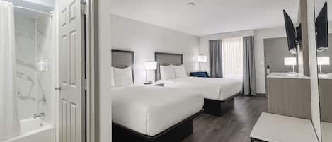 Room, 2 Double Beds, Non Smoking | Premium bedding, desk, laptop workspace, blackout drapes