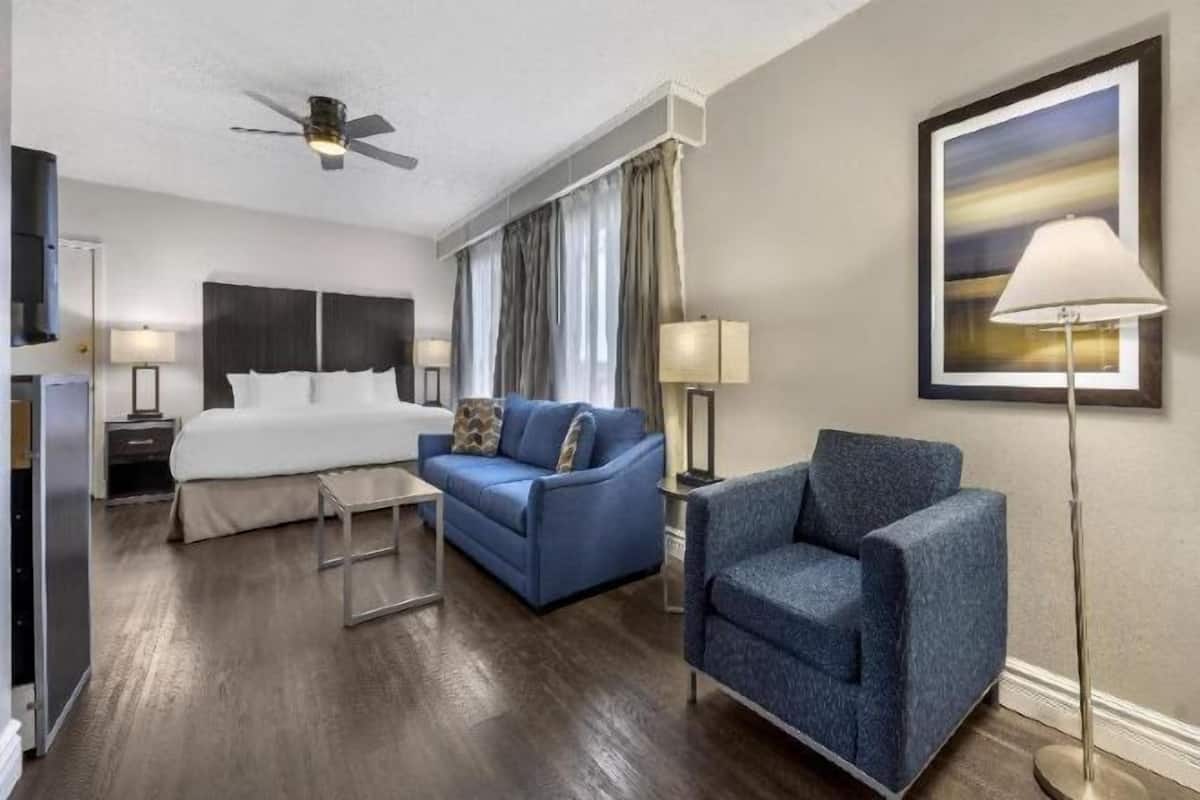 In-room safe, desk, laptop workspace, iron/ironing board