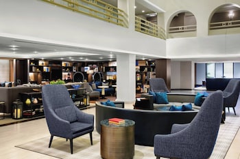 Hotel entrance and lobby at Boston Marriott Long Wharf