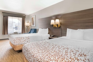 Pillow-top beds, desk, blackout curtains, iron/ironing board