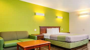 Desk, free WiFi, bed sheets