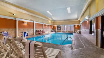 Indoor pool, open 7 AM to 11:00 PM, sun loungers
