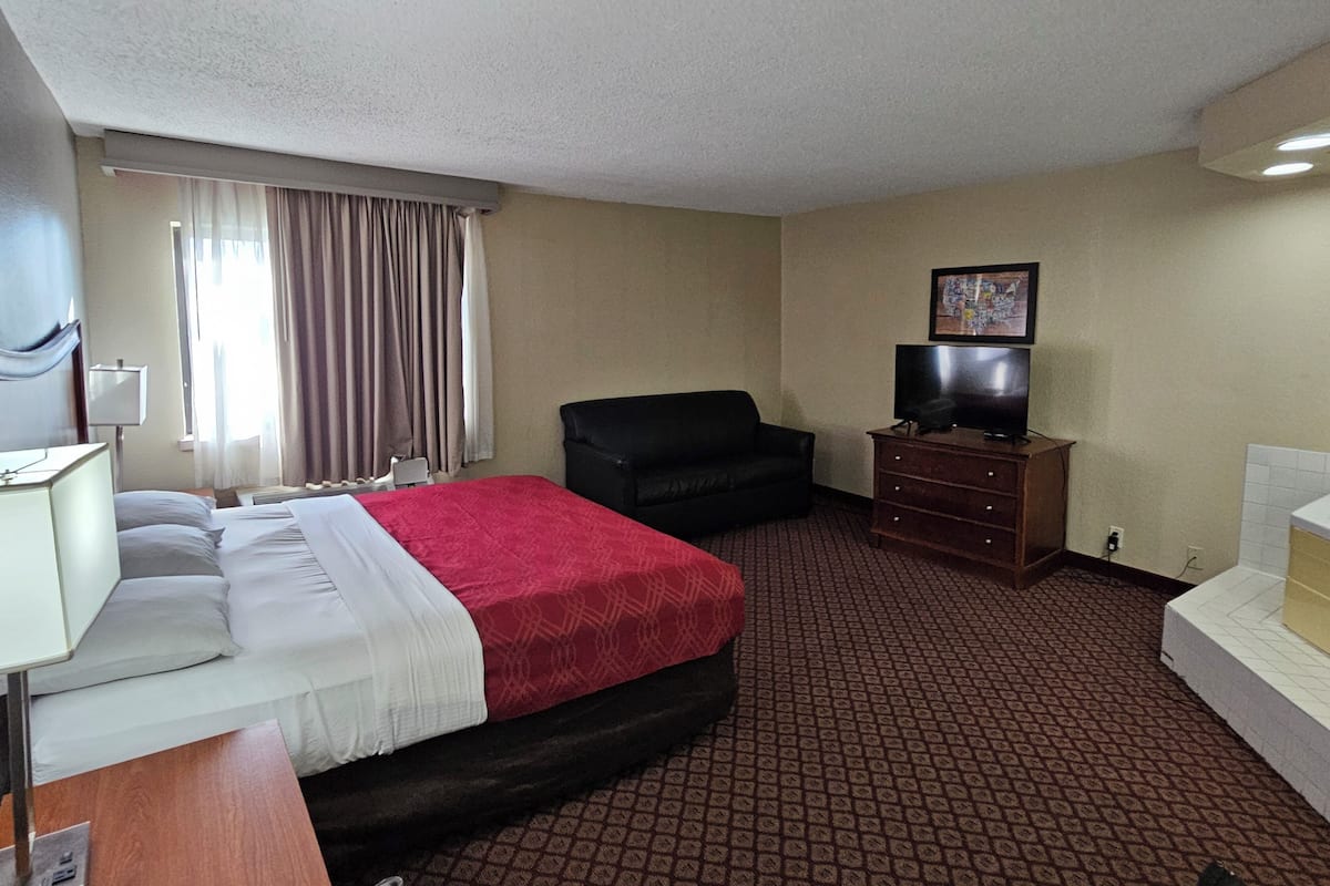 Desk, blackout curtains, iron/ironing board, free WiFi