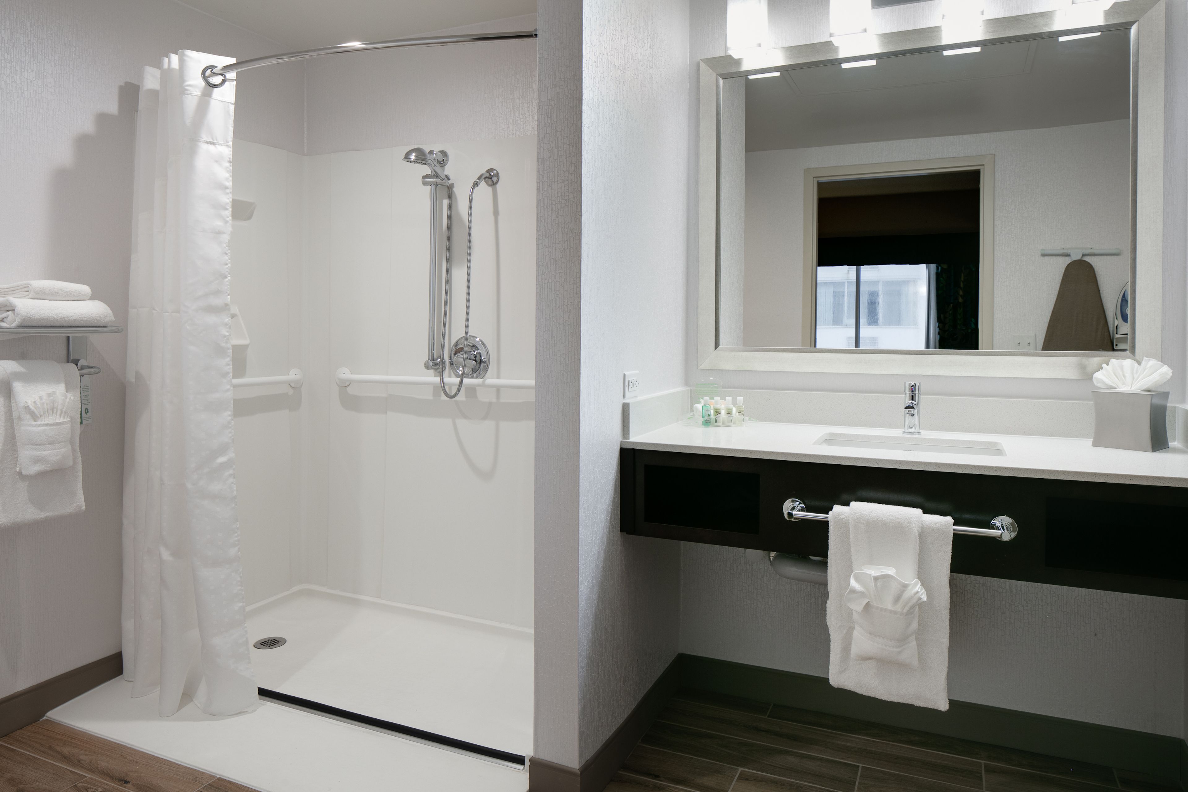 Suite, 1 King-Bett, barrierefrei (Roll-In Shower) | Badezimmer | Duschwanne, umweltfreundliche Kosmetikartikel, Haartrockner, Handtücher