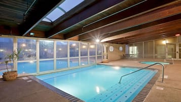 Indoor pool, outdoor pool, sun loungers