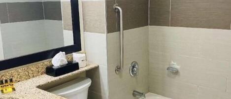 Room, 1 King Bed, Accessible, Non Smoking | Bathroom | Combined shower/tub, free toiletries, hair dryer, towels
