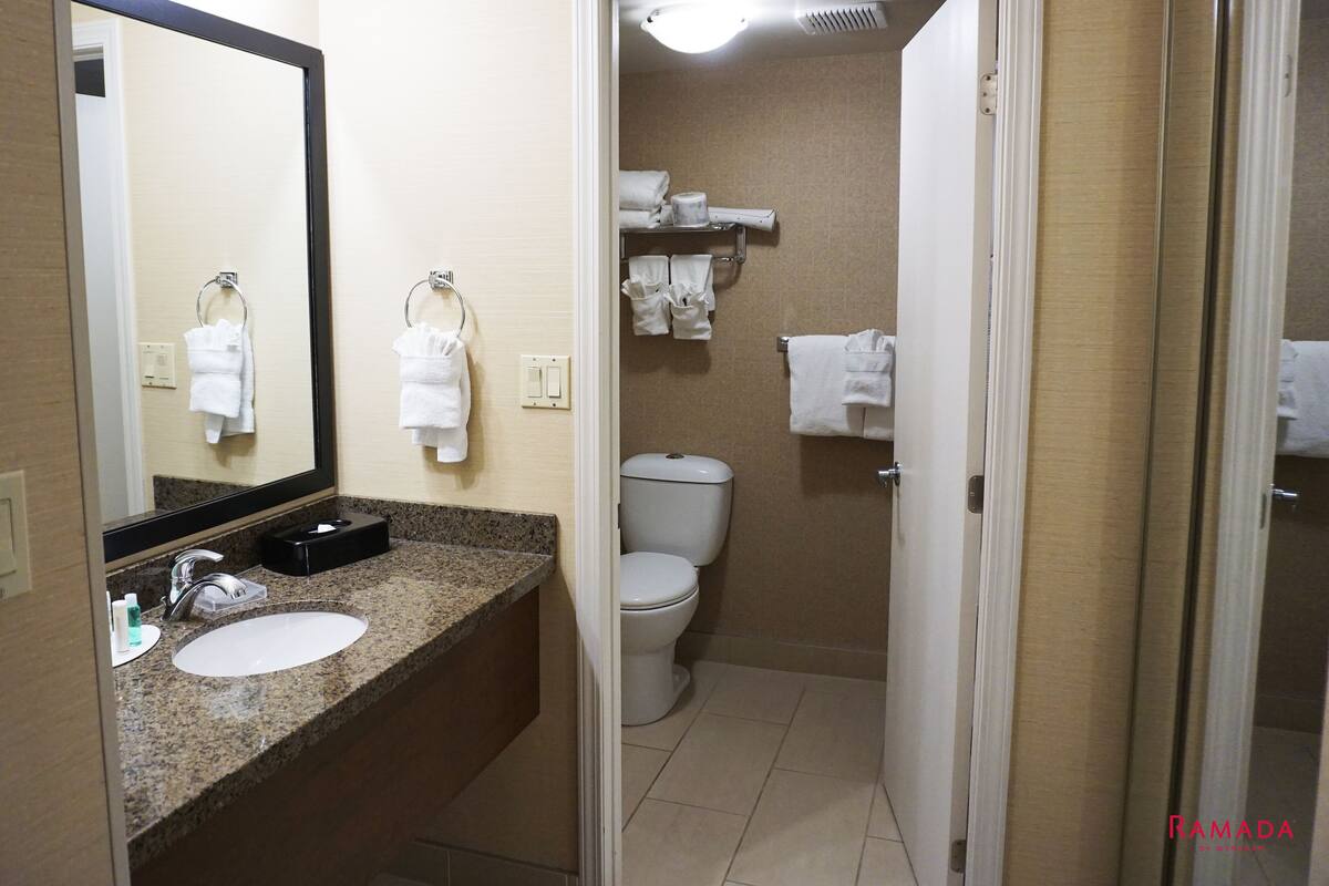 suite, 1 bedroom, non smoking | bathroom | combined shower/bathtub, free toiletries, hair dryer, towels