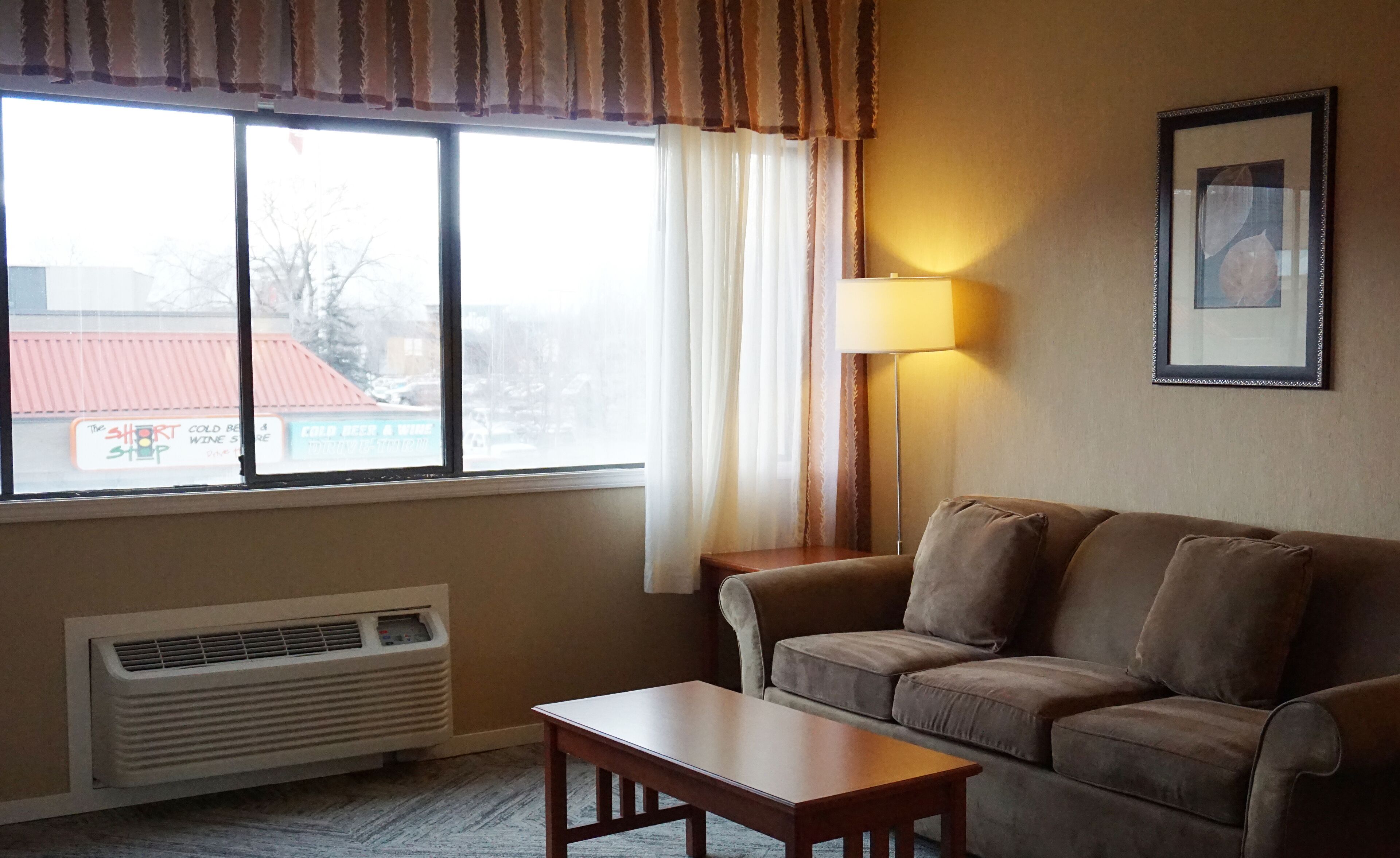 business room, 1 queen bed, non smoking | living area | tv