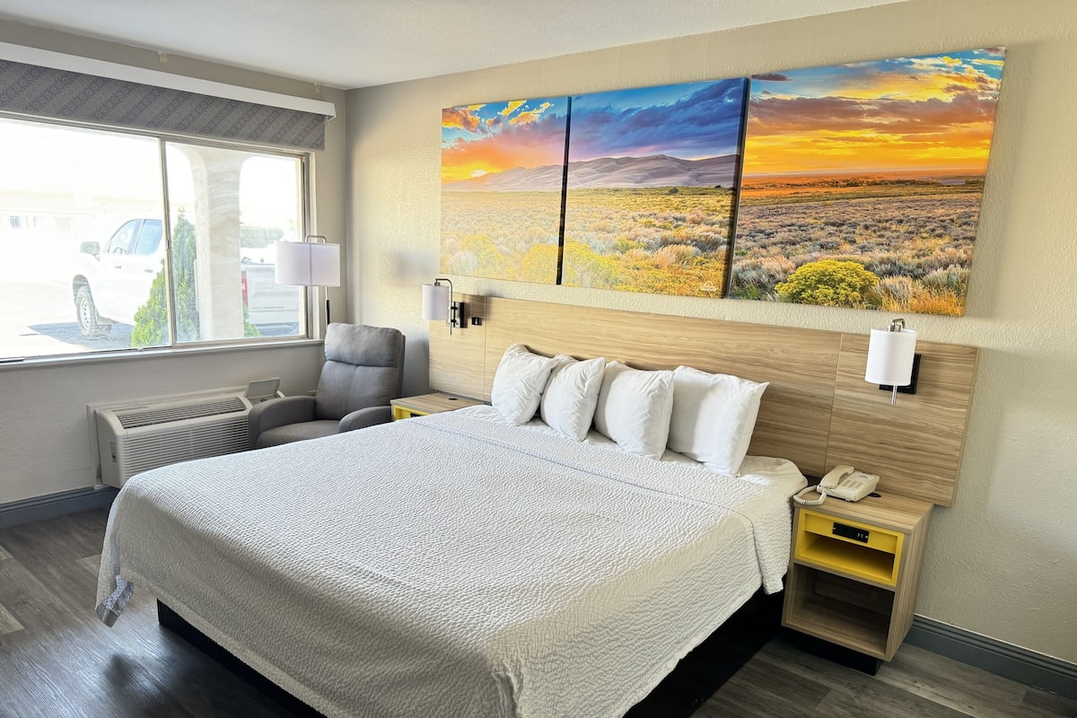 Room, 1 King Bed, Accessible, Non Smoking (Mobility/Hearing, Roll-In Shower) | Down duvets, desk, iron/ironing board, rollaway beds