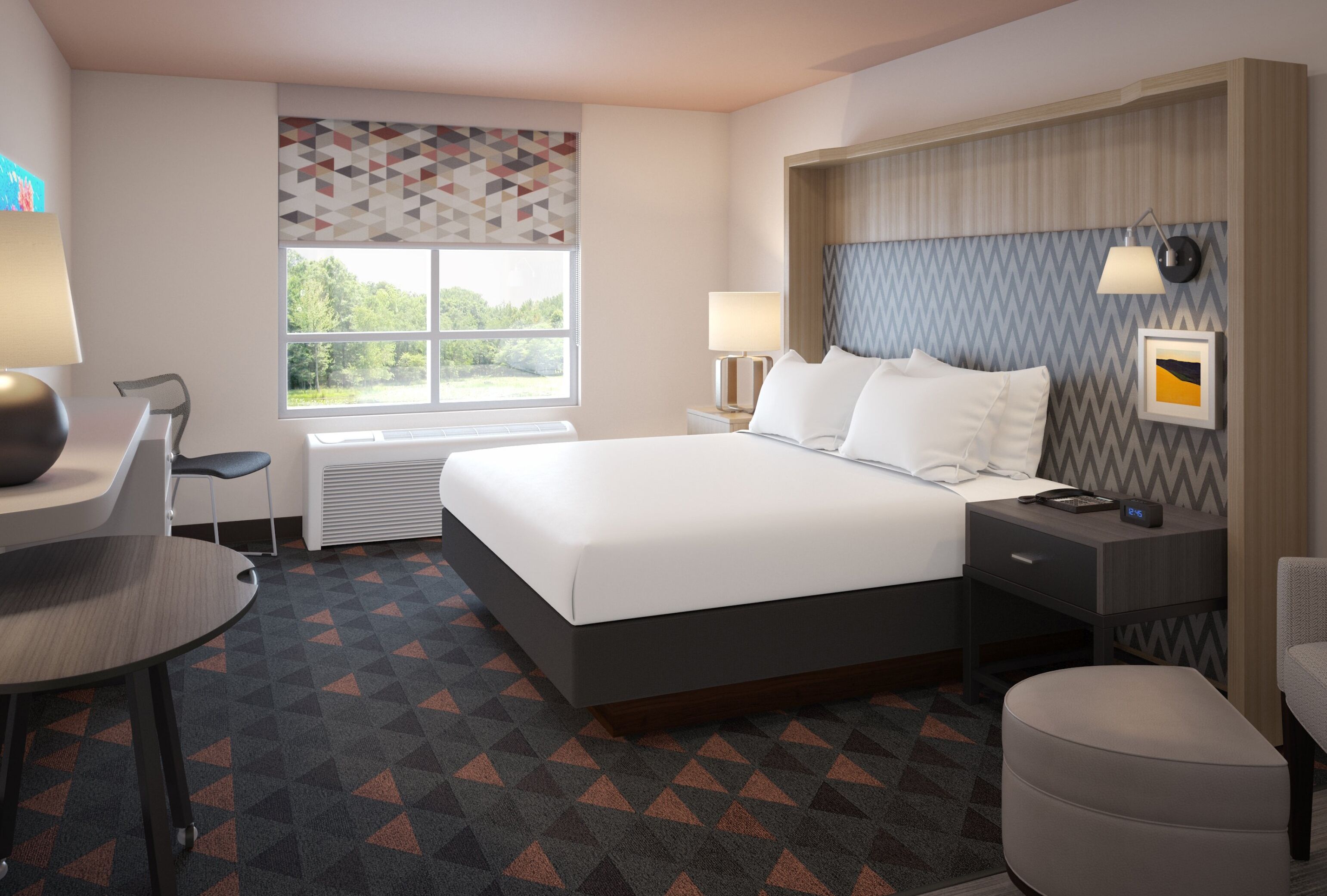 1 bedroom, desk, blackout curtains, iron/ironing board