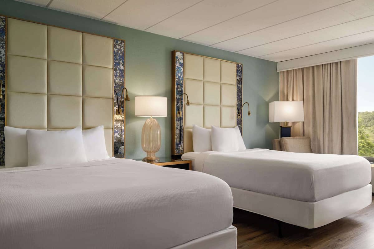 room, 2 queen beds, non smoking | premium bedding, desk, laptop workspace, blackout curtains