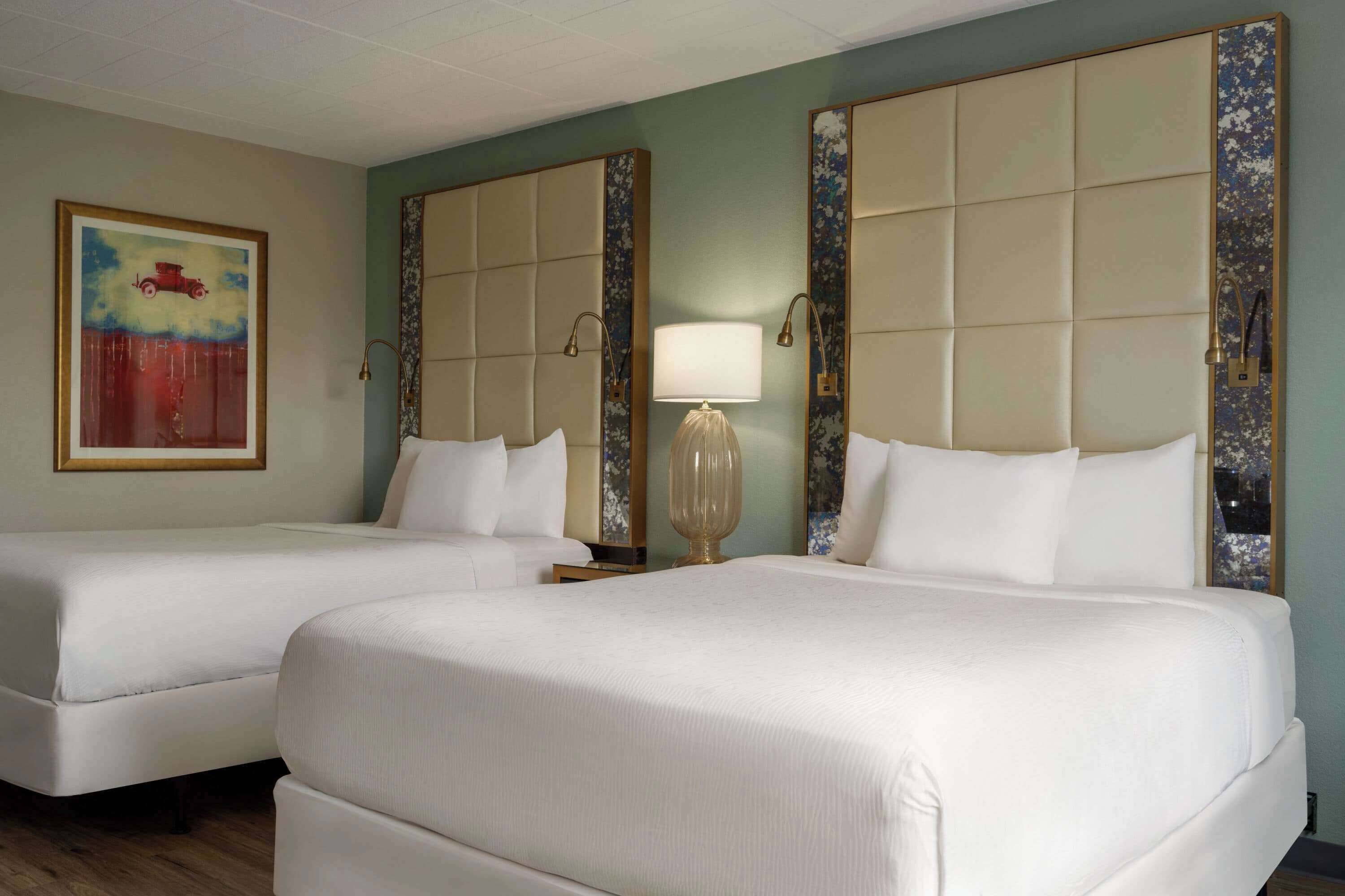 room, 2 queen beds, non smoking | premium bedding, desk, laptop workspace, blackout curtains