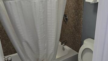 Eco-friendly toiletries, hair dryer, towels