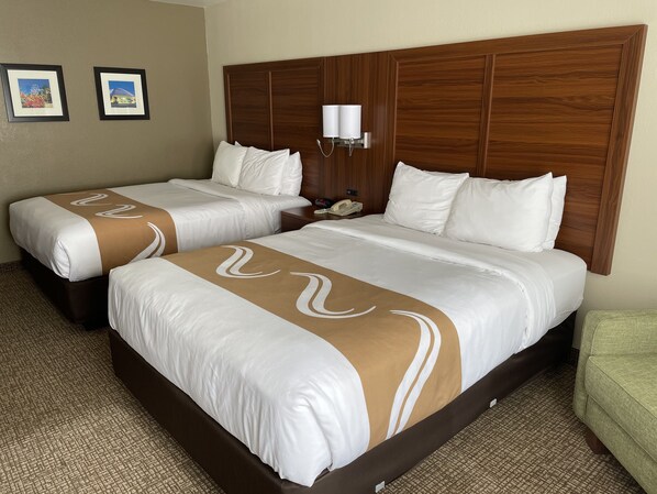 Pillowtop beds, desk, iron/ironing board, free cribs/infant beds