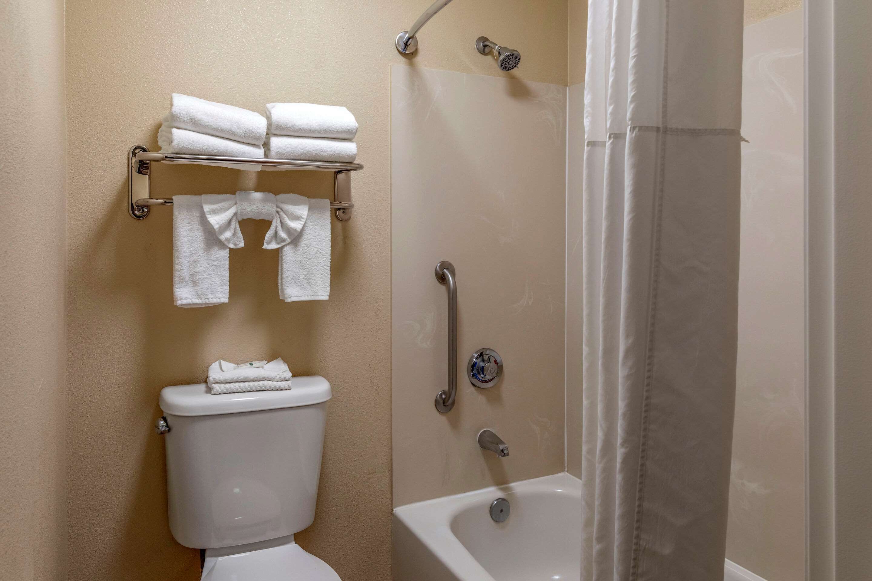 standard room, 2 queen beds, non smoking | bathroom | combined shower/bathtub, free toiletries, hair dryer, towels
