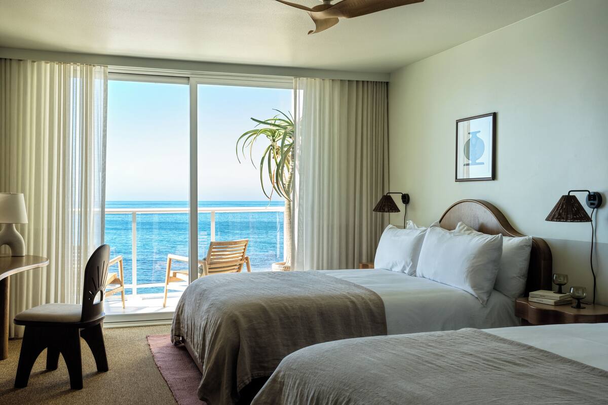 room, 2 queen beds, balcony, ocean view | premium bedding, down duvets, pillow-top beds, minibar