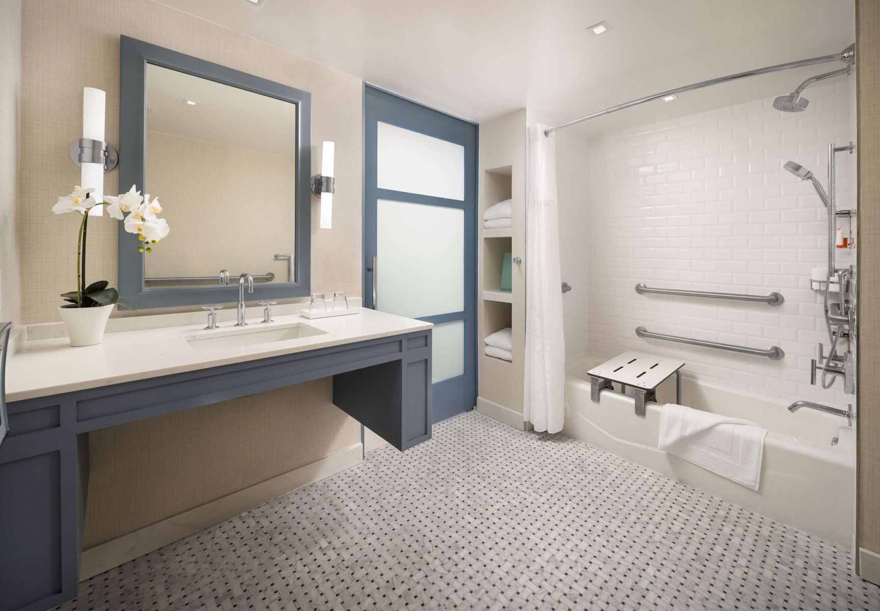 Bathroom | Designer toiletries, hair dryer, bathrobes, towels