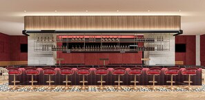 A bar area with multiple stools and a wine display. - The Manhattan at Times Square (New York)