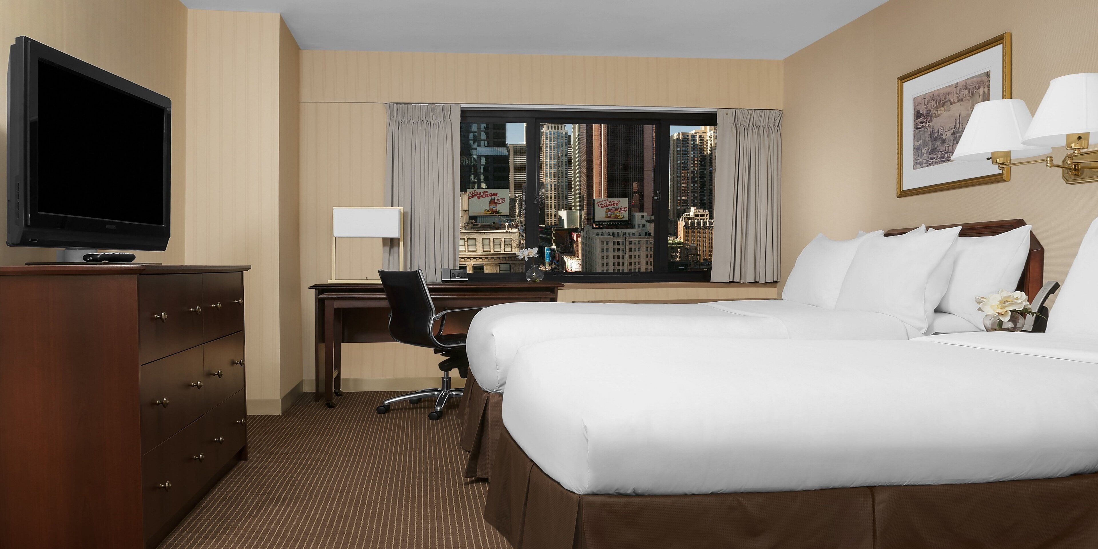 Premium bedding, pillowtop beds, in-room safe, desk