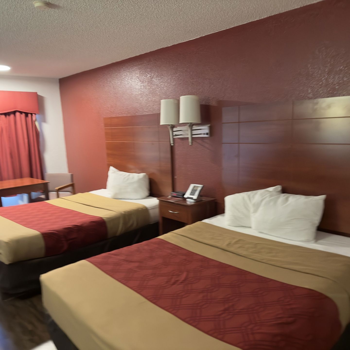 Desk, free WiFi, bed sheets