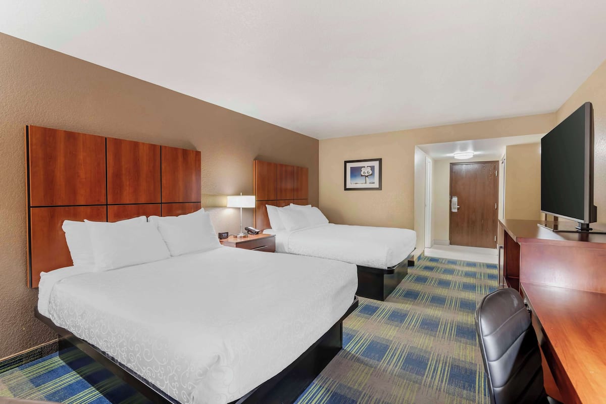 Standard Room, 2 Queen Beds, Non Smoking, Microwave | Desk, laptop workspace, blackout drapes, iron/ironing board