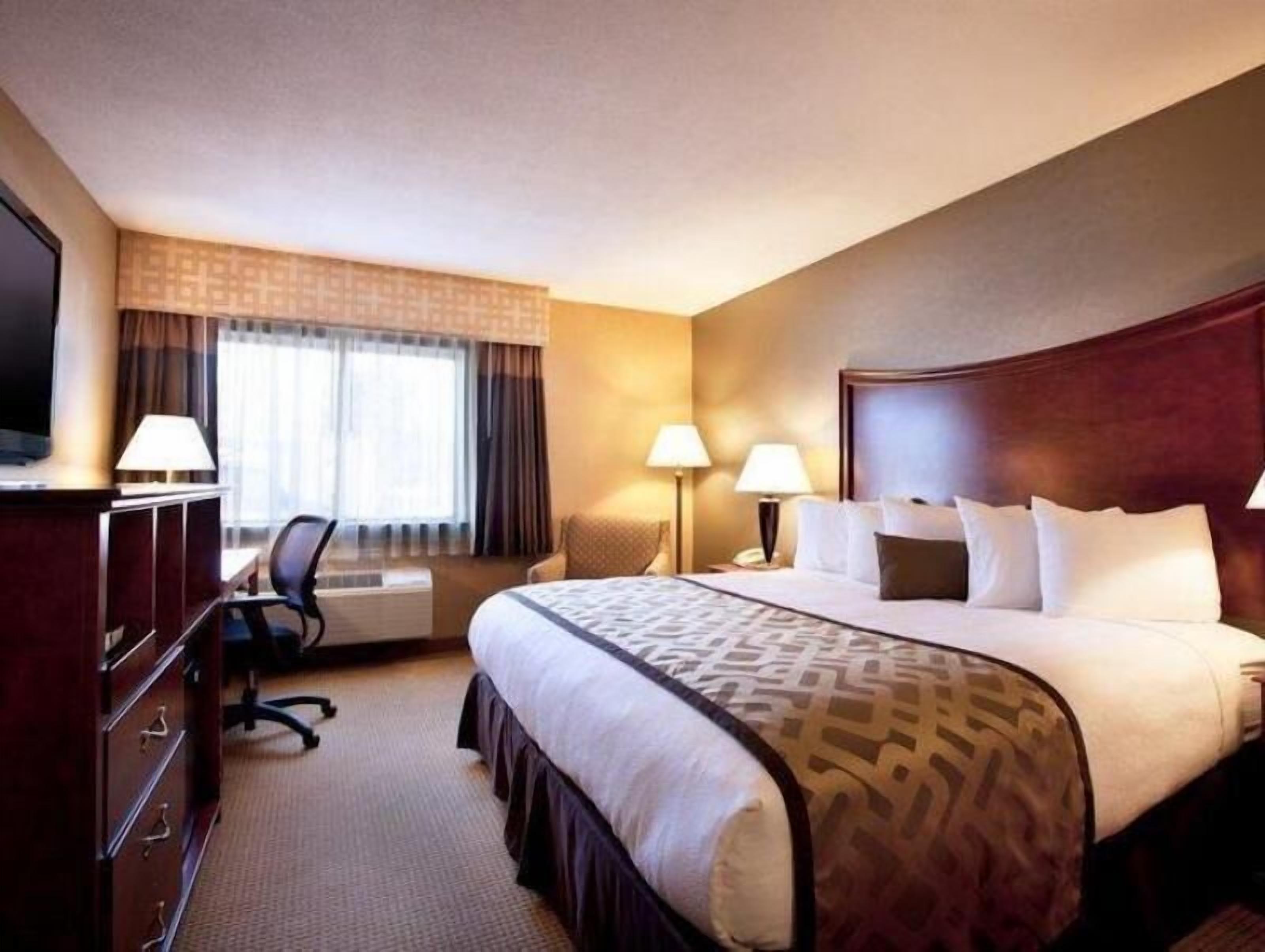Premium bedding, down comforters, desk, laptop workspace