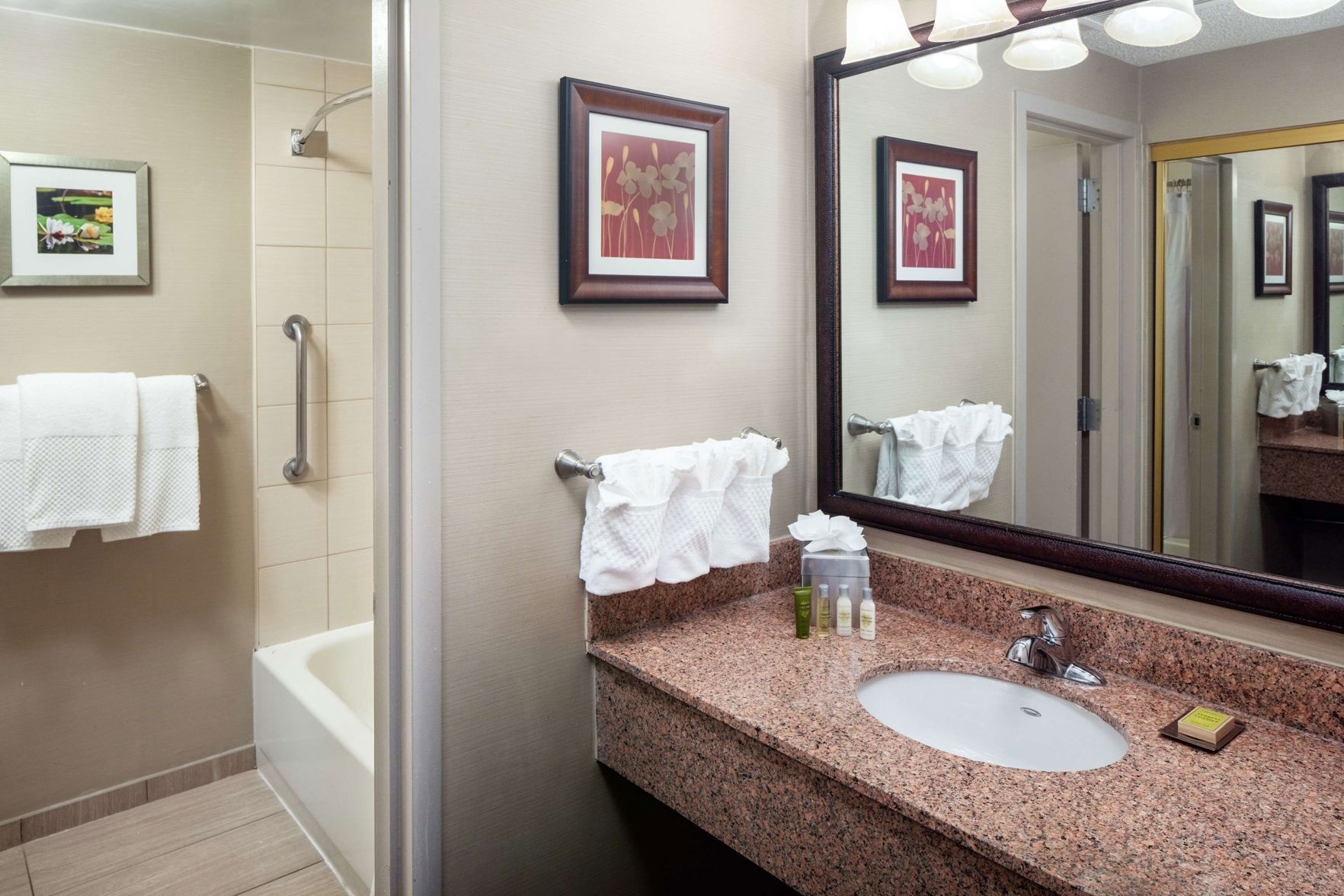 Baño | Secadora de cabello, toallas, jabón, shampoo 