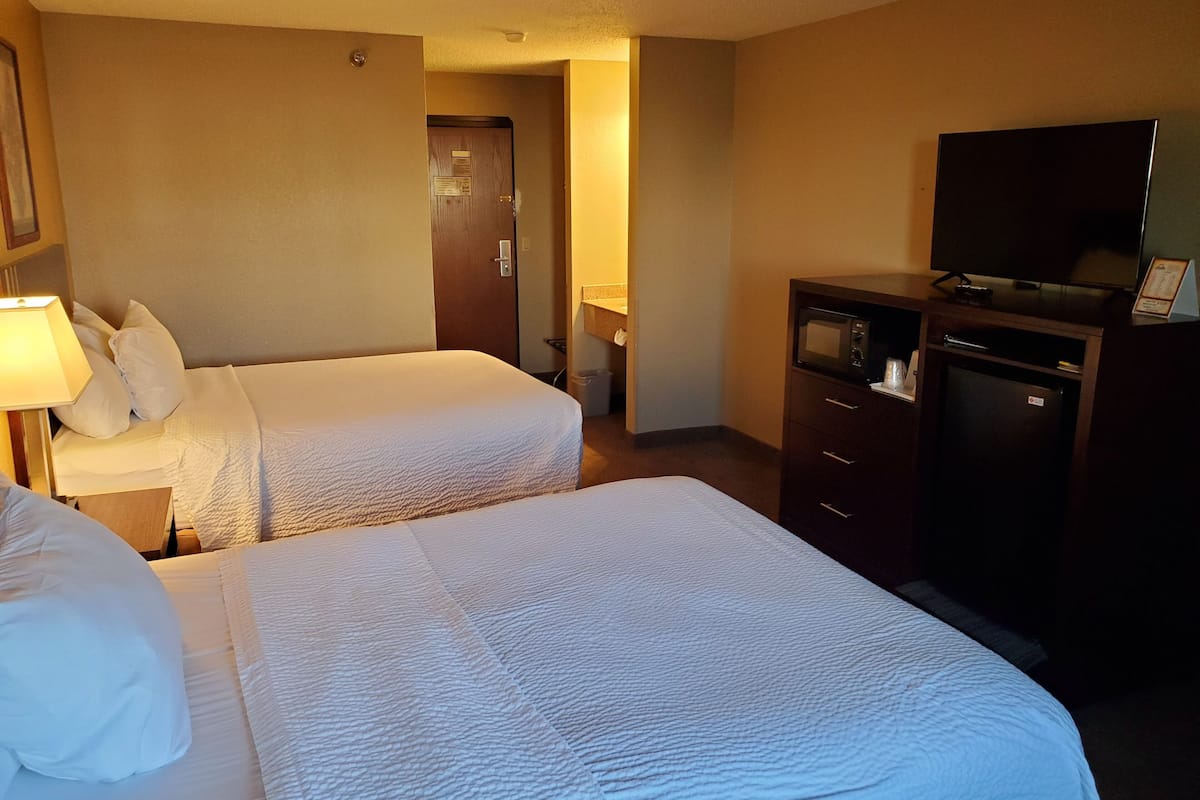 standard room, 2 queen beds | desk, laptop workspace, blackout curtains, iron/ironing board