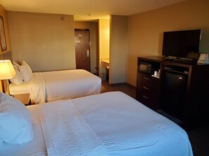 Standard Room, 2 Queen Beds | Desk, laptop workspace, blackout drapes, iron/ironing board