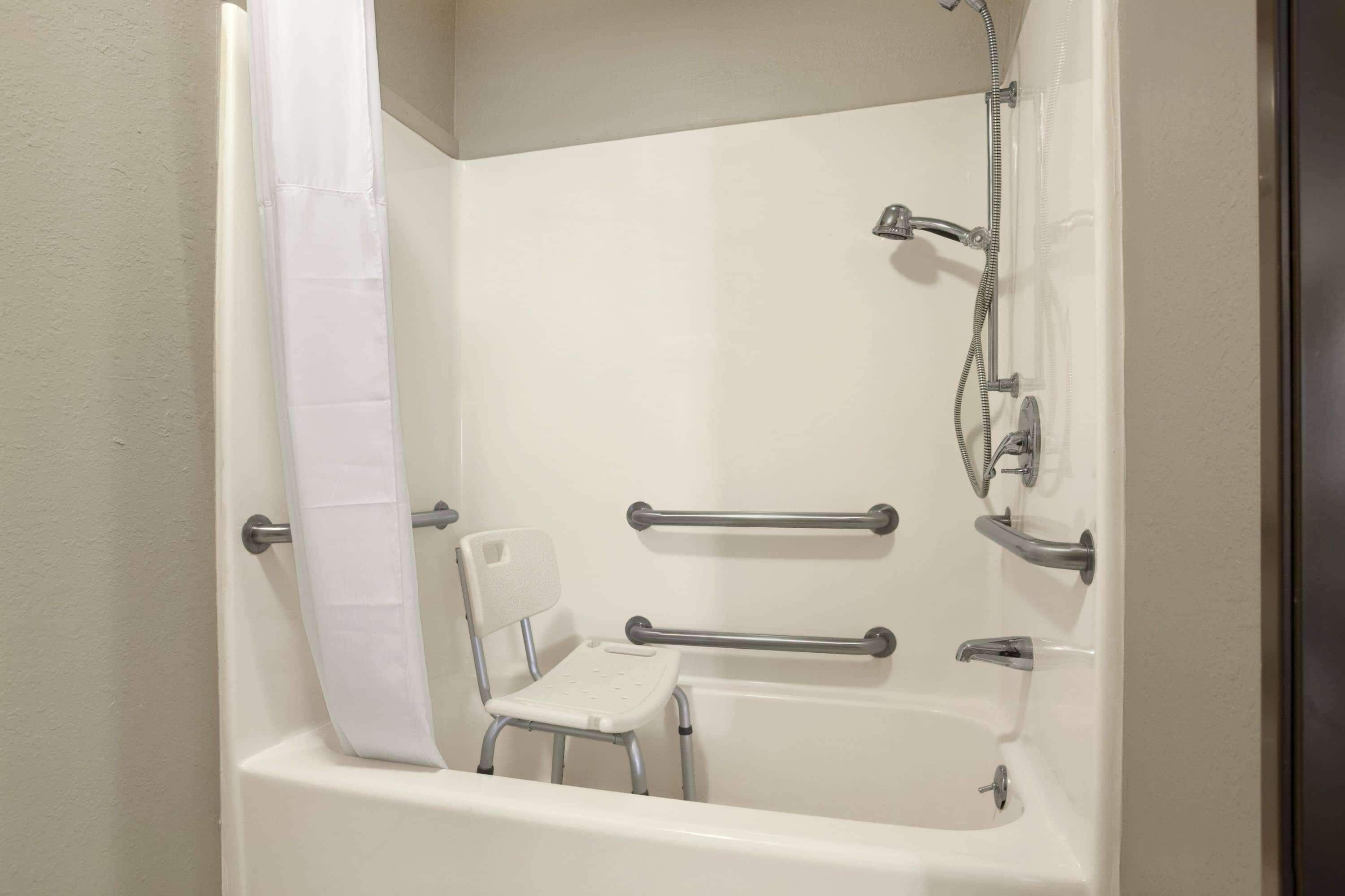 room, 1 king bed, accessible, non smoking | bathroom | combined shower/bathtub, free toiletries, hair dryer, towels