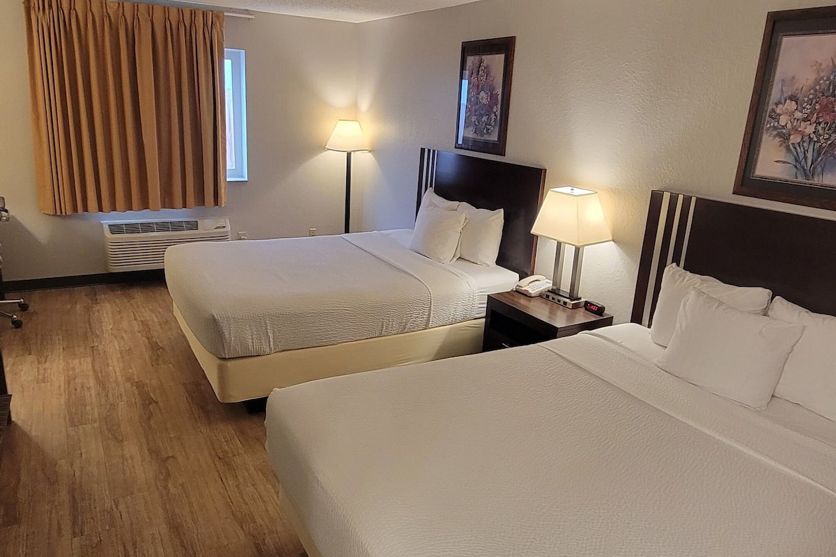 standard room, 2 queen beds | desk, laptop workspace, blackout curtains, iron/ironing board
