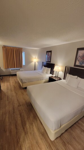 Standard Room, 2 Queen Beds | Desk, laptop workspace, blackout drapes, iron/ironing board
