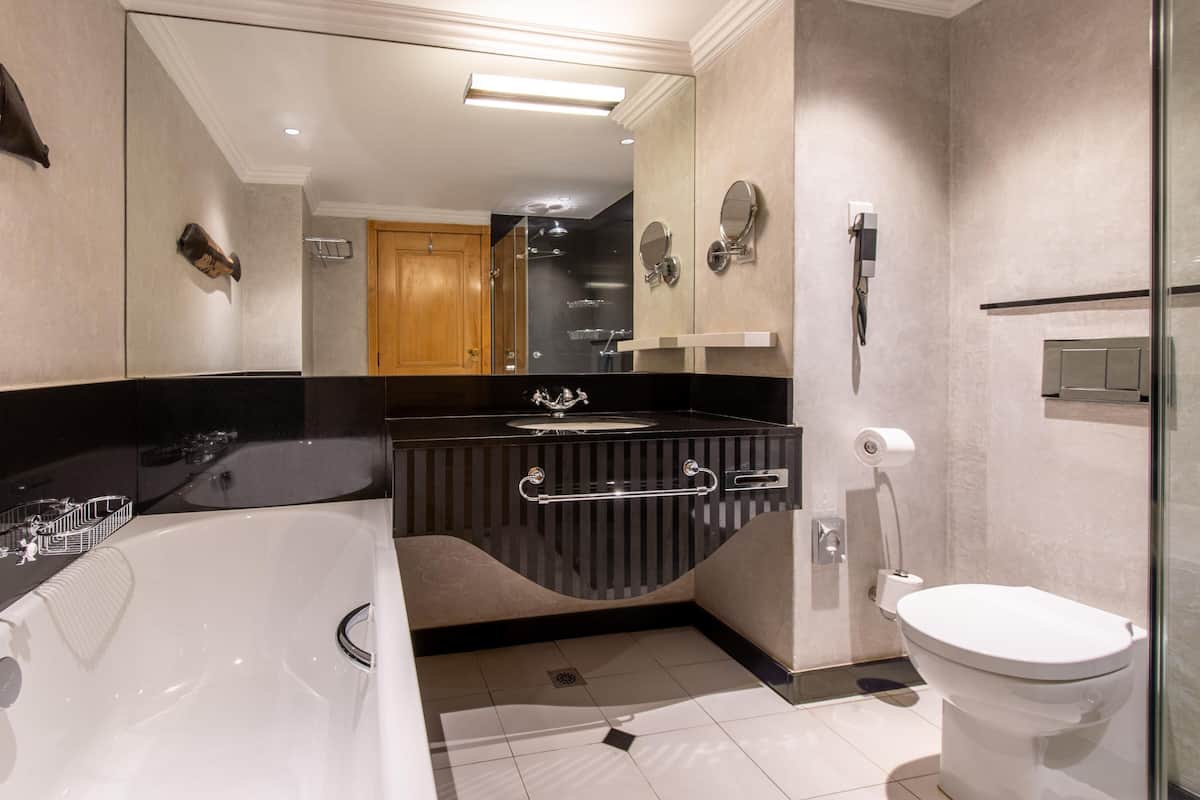 free toiletries, hair dryer, slippers, towels