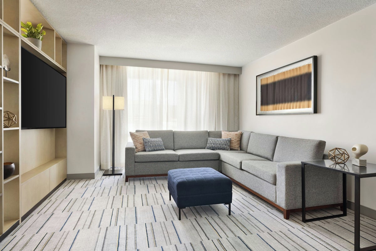 Executive Suite, 1 Bedroom | Living room | 55-inch TV with cable channels