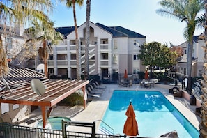 Outdoor pool, sun loungers