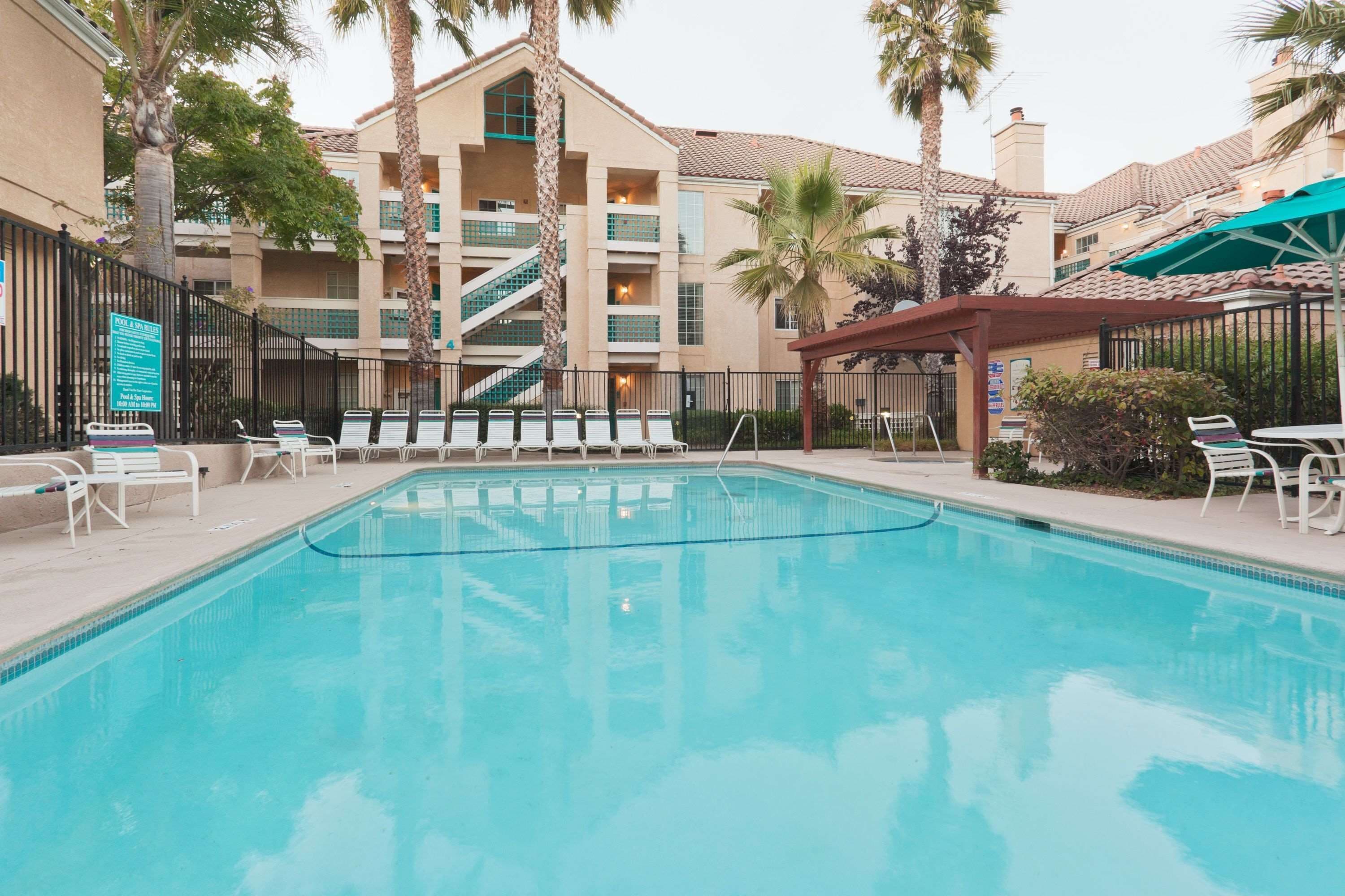 Outdoor pool, sun loungers