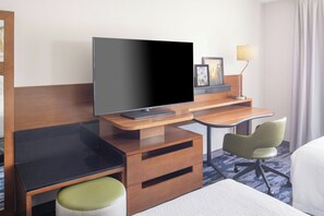 Desk, blackout drapes, iron/ironing board, free cribs/infant beds