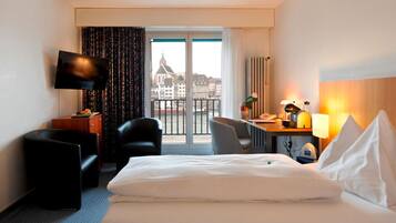Deluxe Double Room (River Rhine View) | Minibar, in-room safe, soundproofing, iron/ironing board