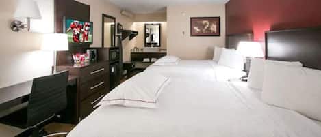 Premium Room, 2 Double Beds (Upgraded Bedding & Snack, Smoke Free) | Desk, laptop workspace, iron/ironing board, free WiFi