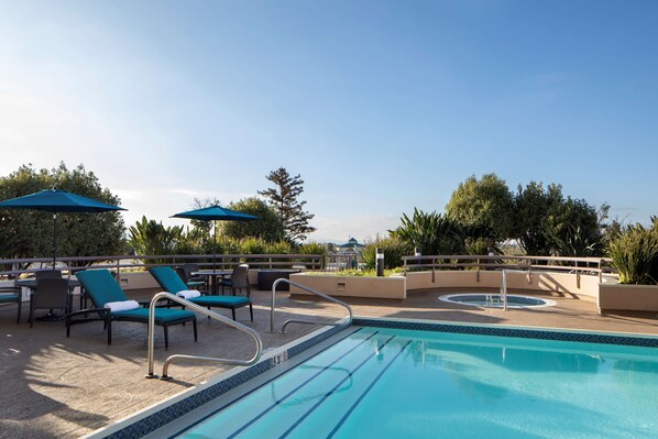 Outdoor pool, open 7:00 AM to 10:00 PM, pool umbrellas, pool loungers