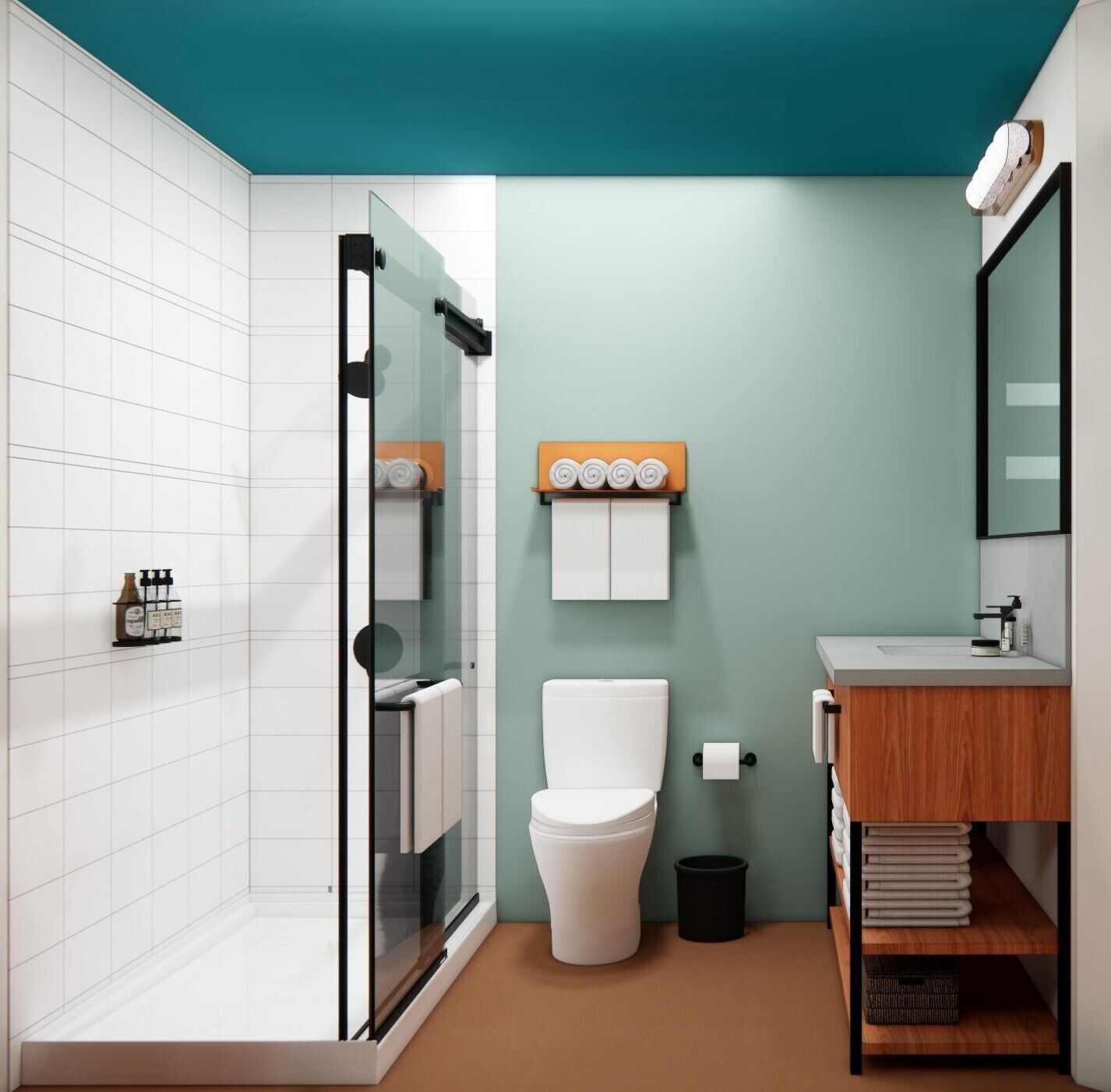 combined shower/bathtub, free toiletries, hair dryer, towels