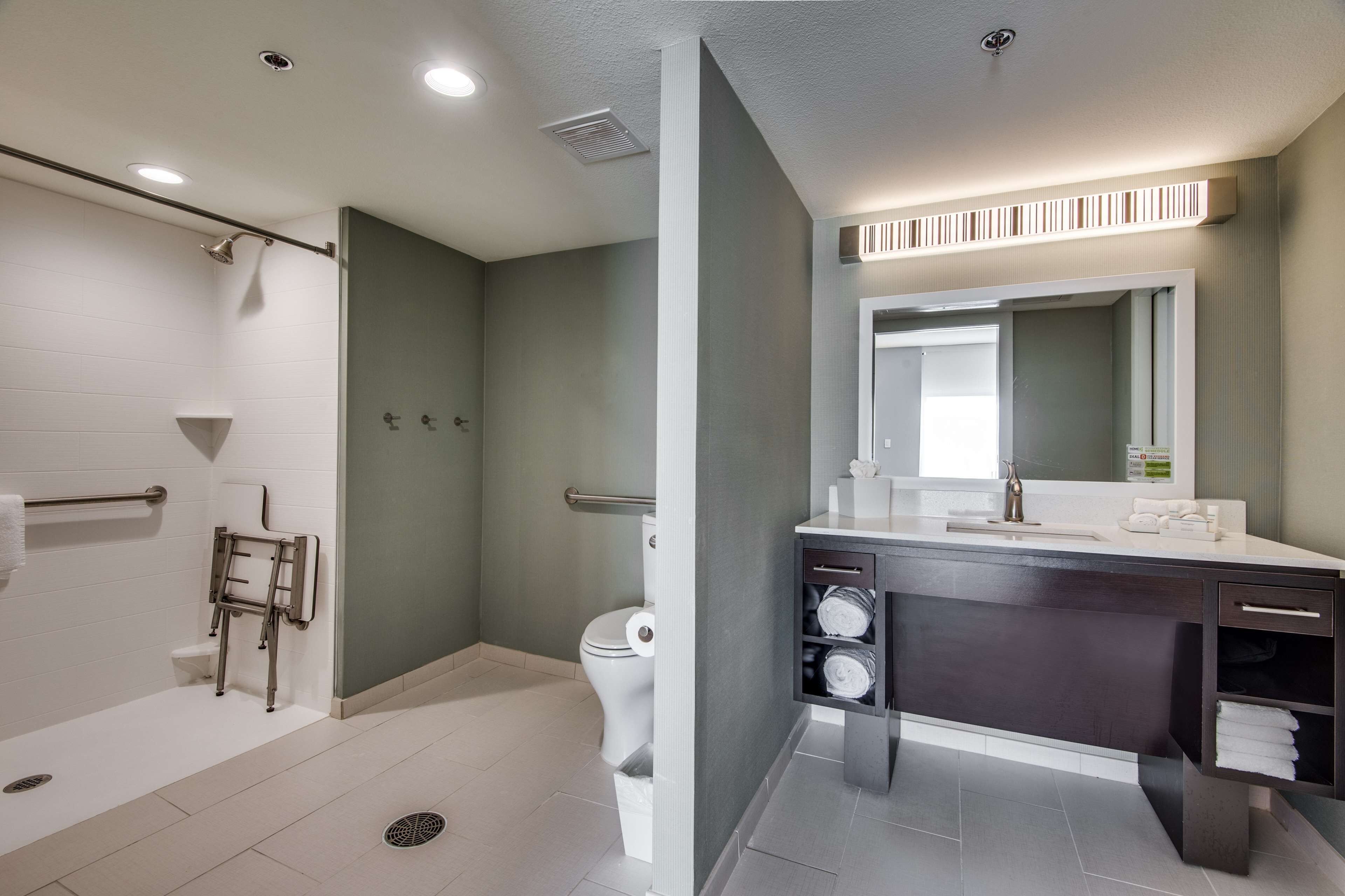suite, 1 queen bed, accessible (mobility & hearing, roll-in shower) | bathroom shower