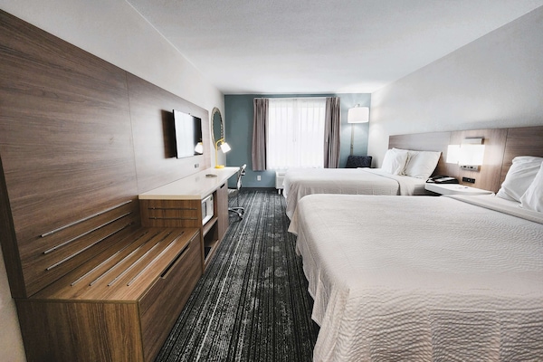 Room, 2 Queen Beds, Non Smoking | Desk, laptop workspace, blackout drapes, iron/ironing board